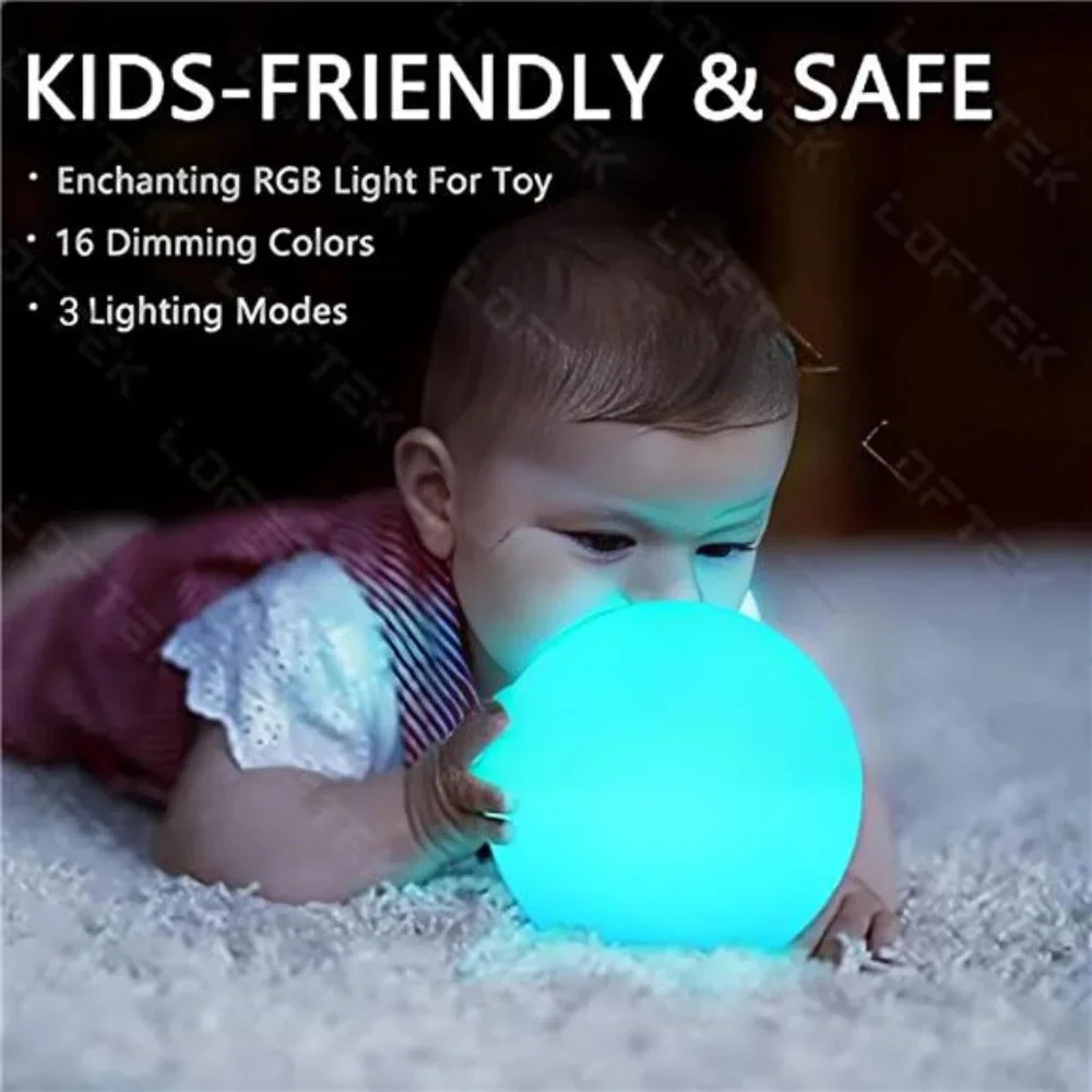 LED Light Ball: 6-inch Night Light with Remote Control, 16 RGB Color Changing
